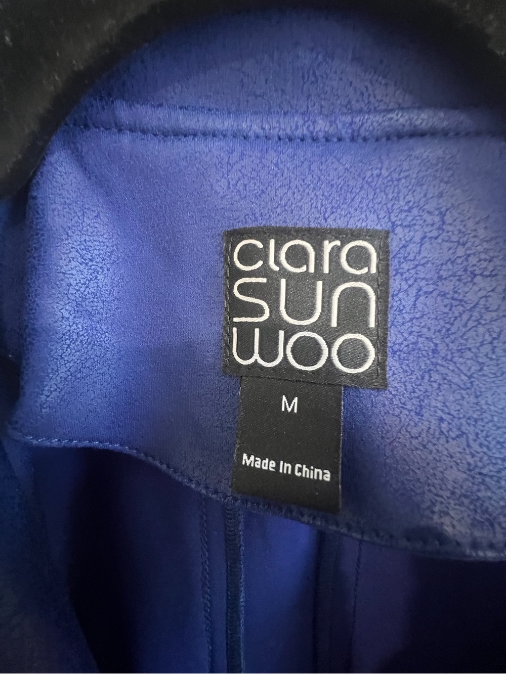 Clara Sun Woo Electric Blue Faux-Leather Moto Jacket - Picture 3 of 4